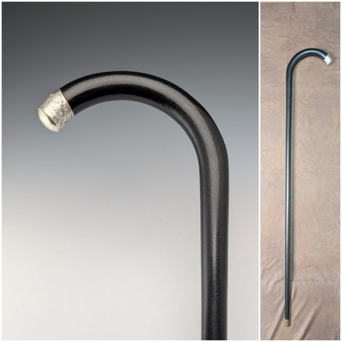 1923年 英国アンティーク 紳士用 曲がりハンドル 純銀装飾 ステッキ 杖 94cm Kendall&Sons